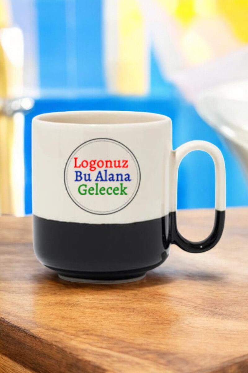 Seramik Oval Logo Baskılı Siyah Renkli Promosyon Kupa Bardak