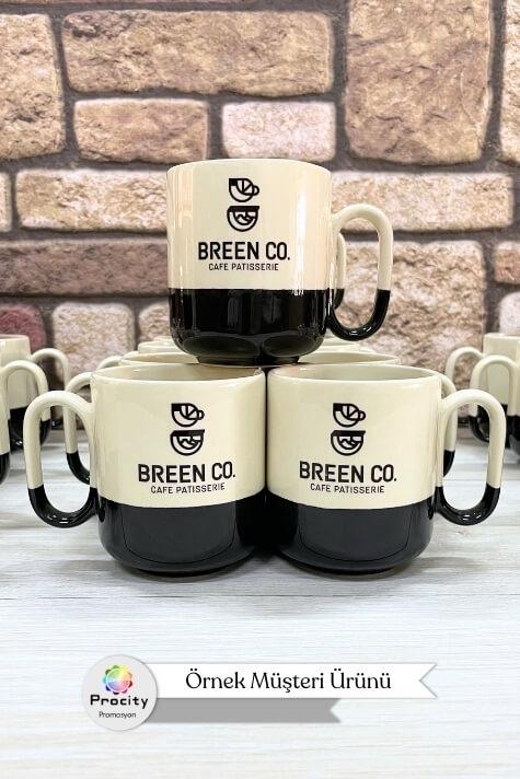 Seramik Oval Logo Baskılı Siyah Renkli Promosyon Kupa Bardak