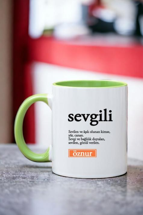 Sevgili Kelime Anlamı İçi Renkli Kupa Bardak