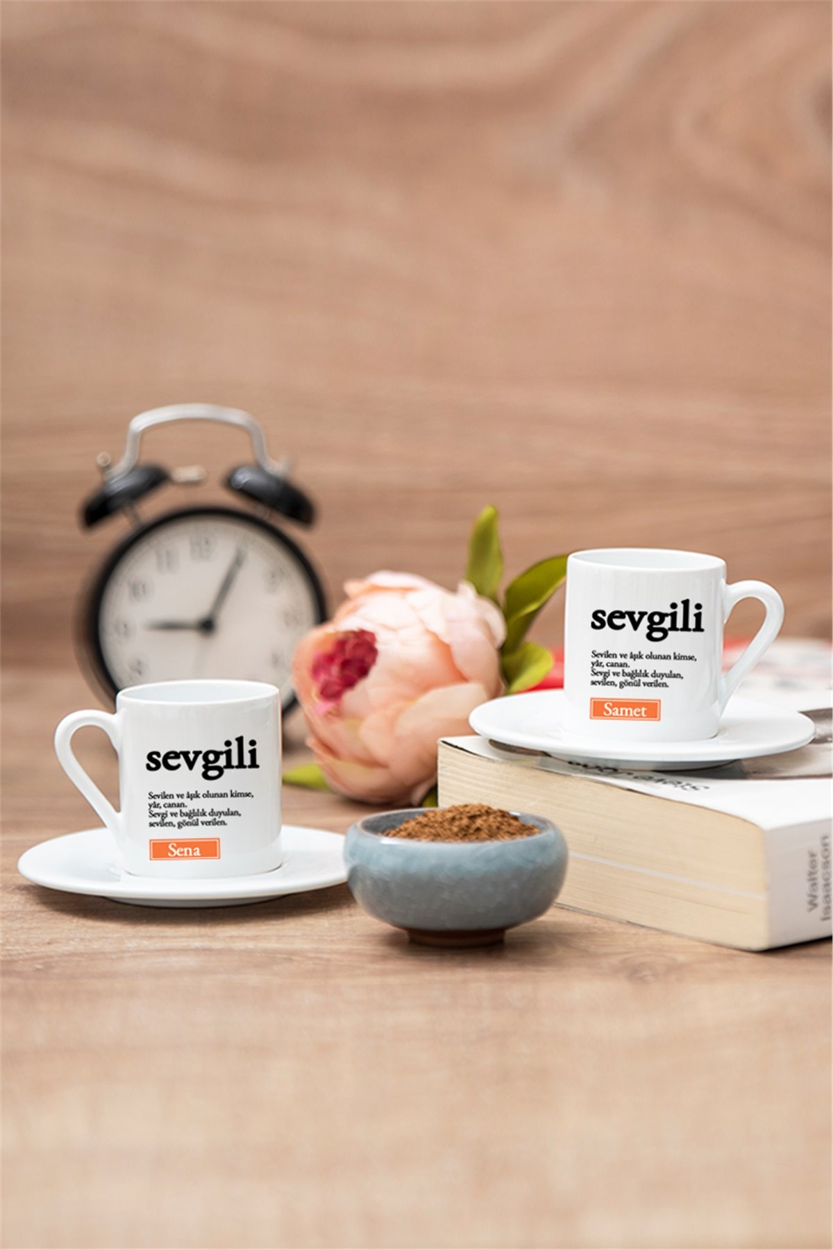 Sevgili Kelime Anlamı İkili Beyaz Türk Kahvesi Fincanı