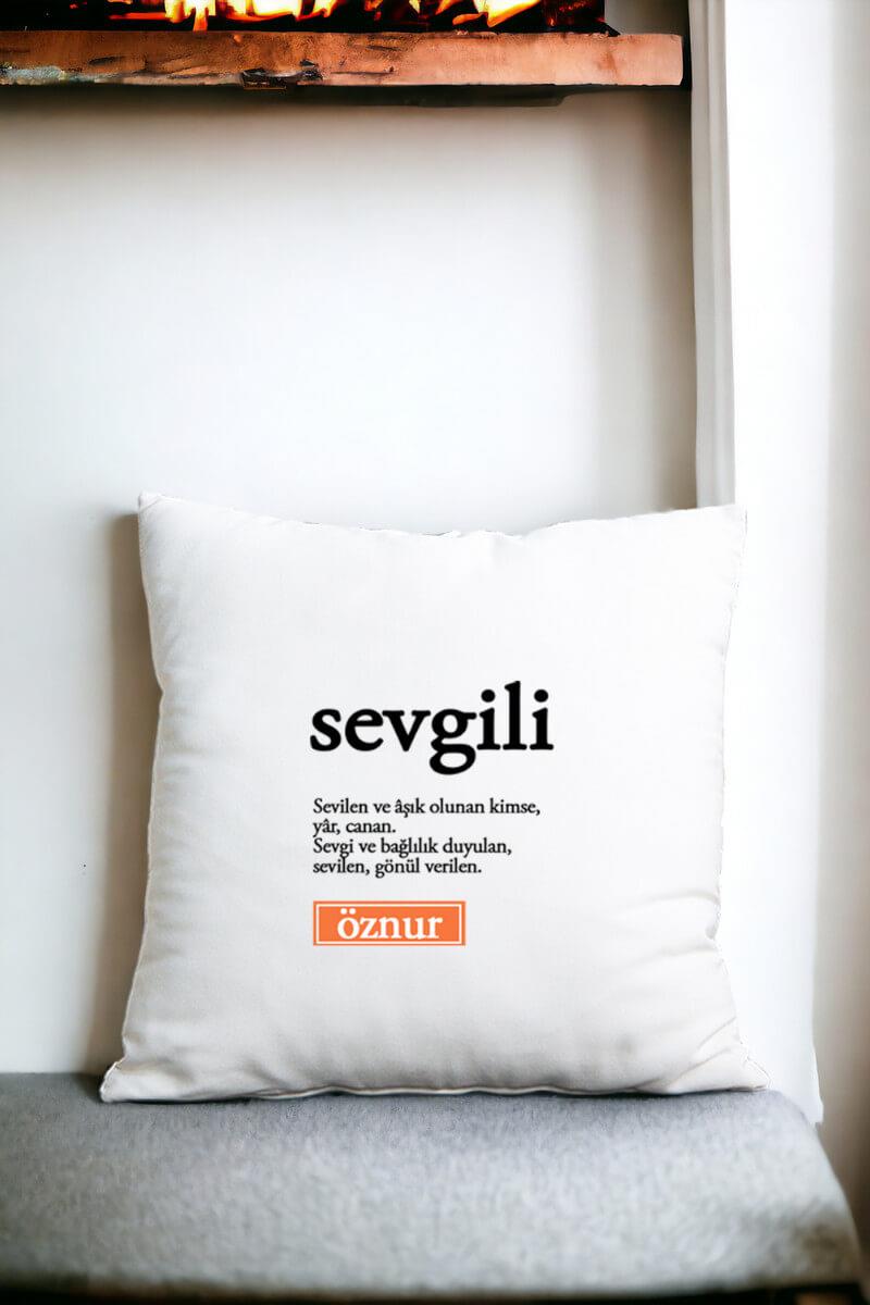 Sevgili Kelime Anlamı Saten Kare Yastık