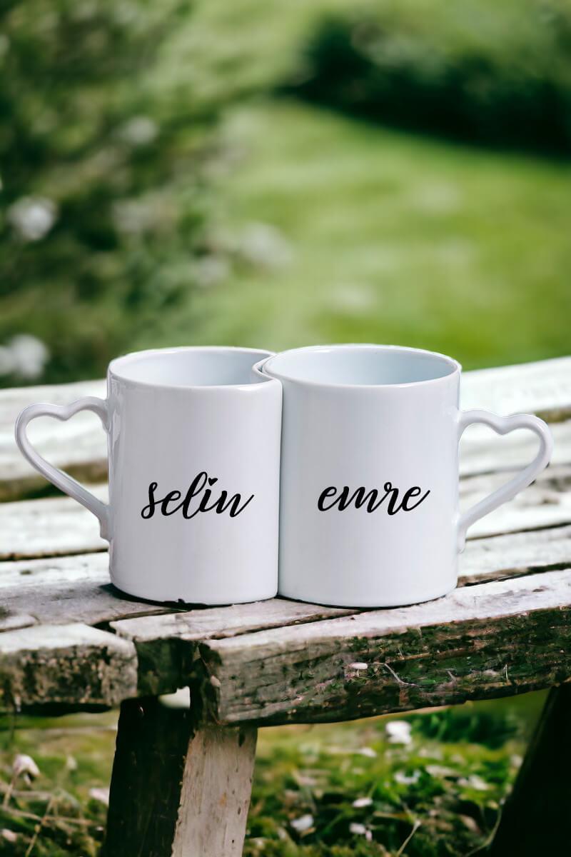 Sevgililere Özel İsim Yazılı Sevgili Kupası