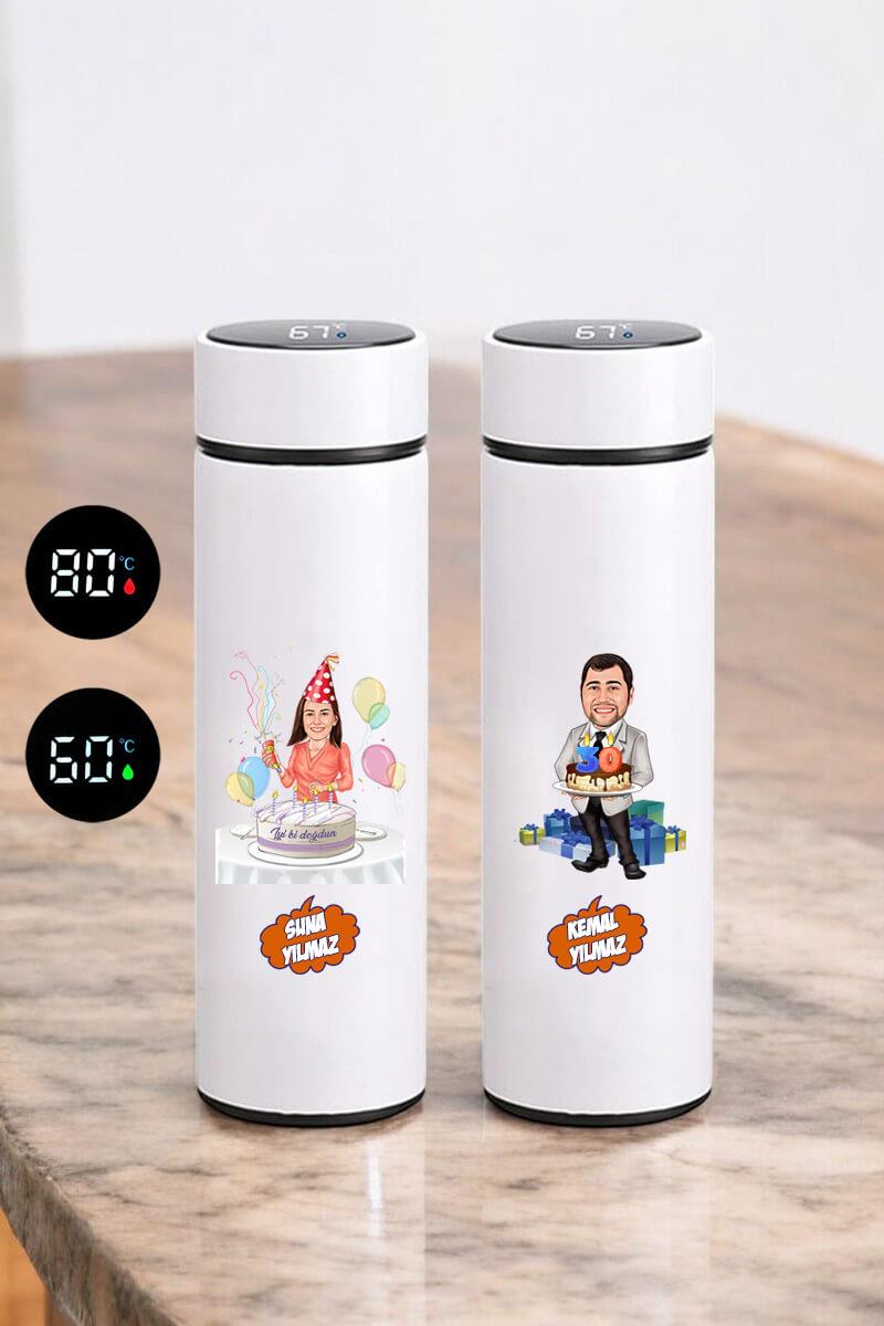 Sevgiliye Doğum Günü Hediyesi Karikatürlü Çelik Termos Bardak