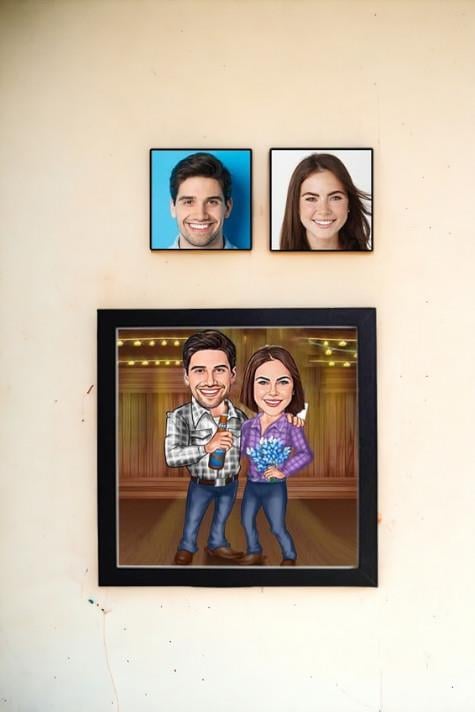 Sevgiliye Hatıralık Hediye Karikatürlü Kare Çerçeve