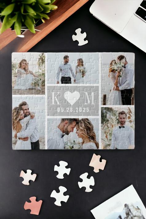 Sevgiliye Hediye Baş Harfli ve Fotoğraflı Puzzle