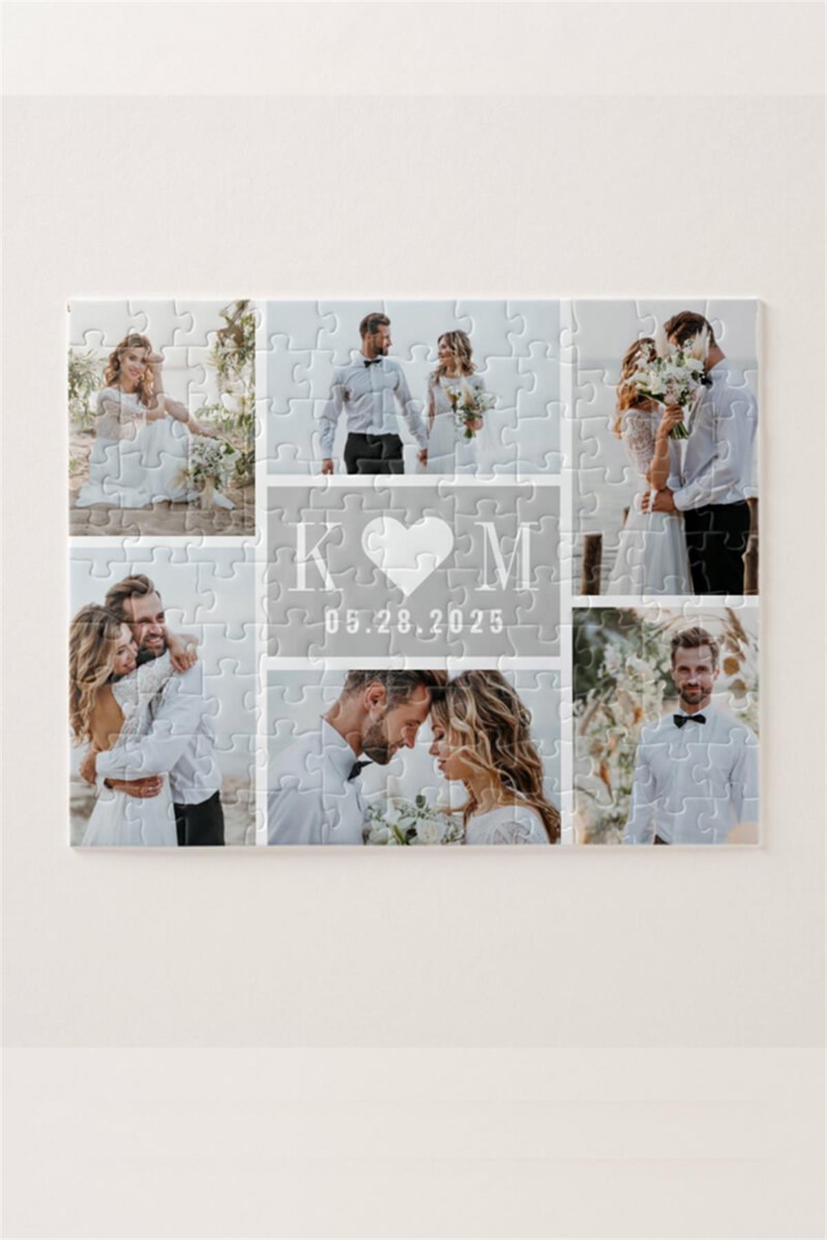 Sevgiliye Hediye Baş Harfli ve Fotoğraflı Puzzle