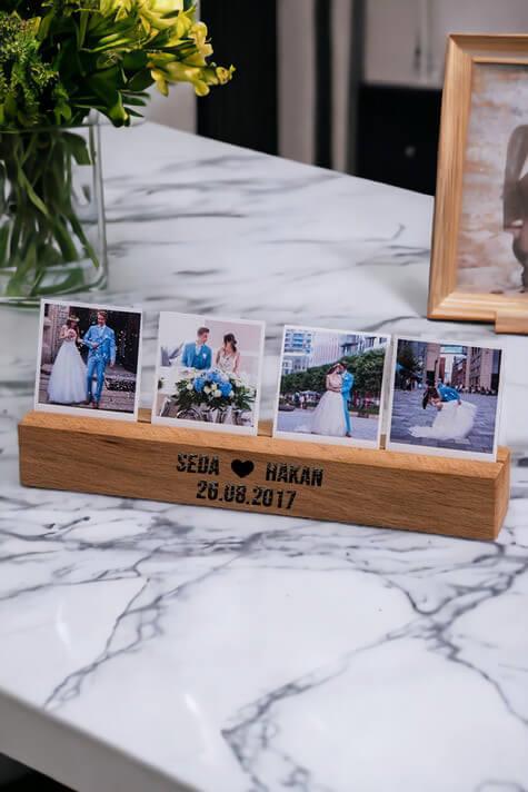 Sevgiliye Hediye Fotoğraflı Ahşap Stand