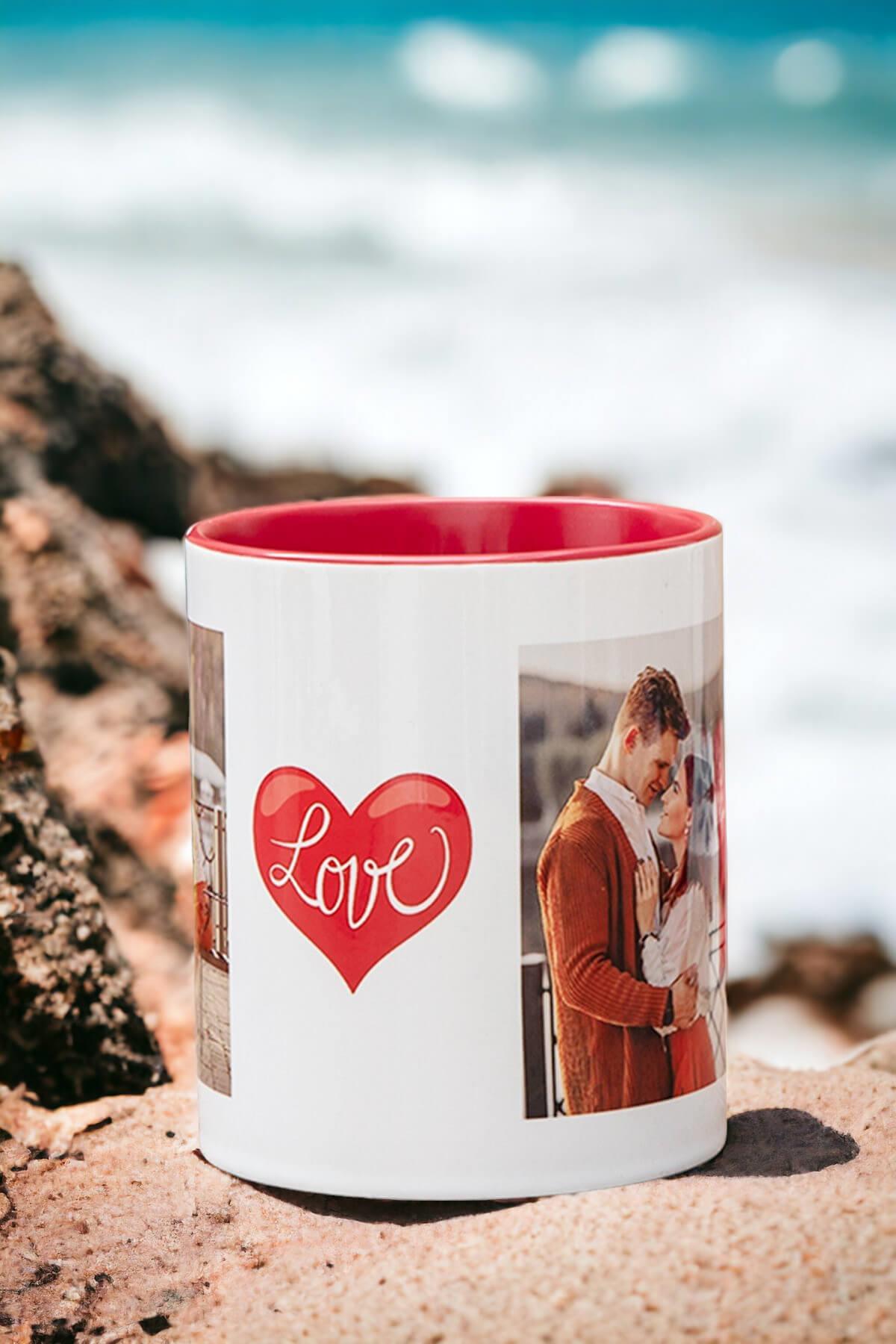 Sevgiliye Hediye İki Fotoğraflı İkili Renkli Kupa Bardak