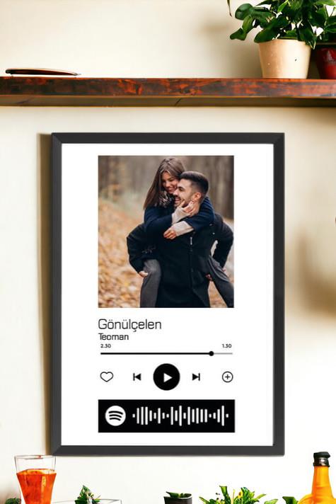 Sevgiliye Hediye Spotify QR Kodlu Kişiye Özel Fotoğraflı Hediyelik Çerçeve