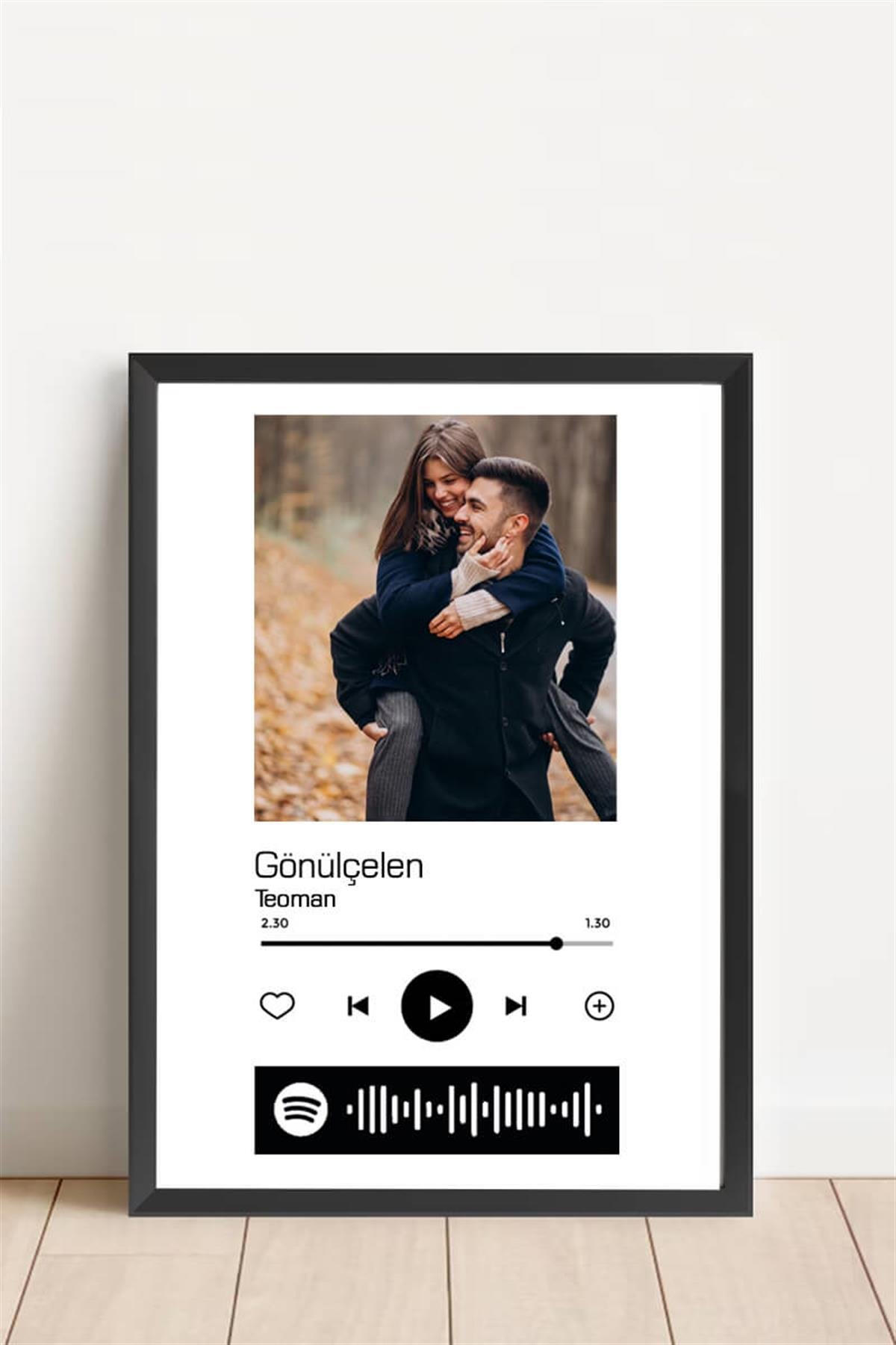 Sevgiliye Hediye Spotify QR Kodlu Kişiye Özel Fotoğraflı Hediyelik Çerçeve