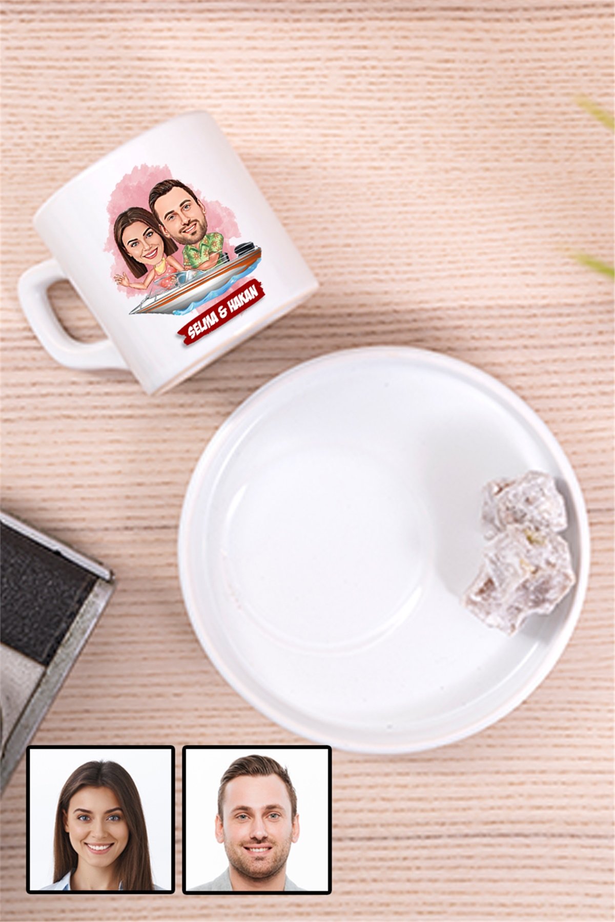 Sevgiliye Hediye Tekne Tasarım  Karikatürlü Concept Türk Kahvesi Fincanı