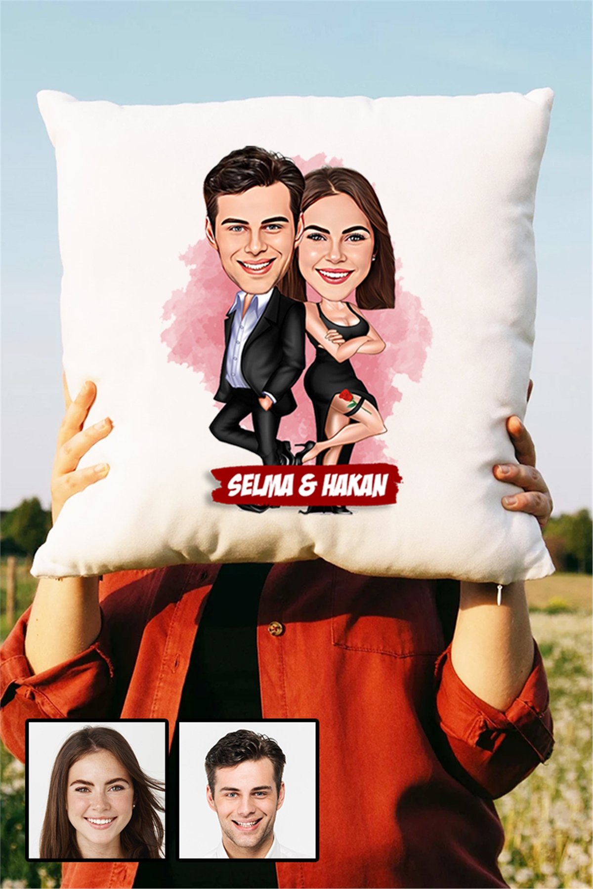 Sevgiliye İlginç Hediye Davete Hazırız Karikatürlü Yastık
