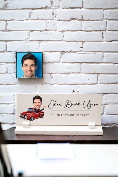 Sevgiliye İlk İş Günü Hediyesi Karikatürlü Masa İsimliği