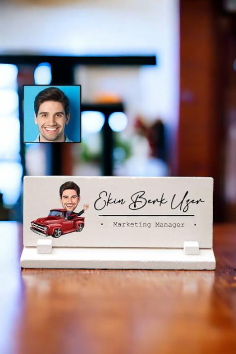 Sevgiliye İlk İş Günü Hediyesi Karikatürlü Masa İsimliği