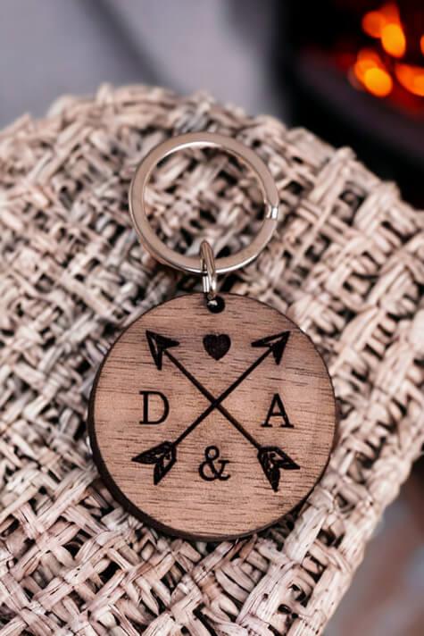 Sevgiliye Özel Baş Harfli Ahşap Anahtarlık