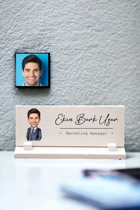 Sevgiliye Terfi Hediyesi Karikatürlü Masa İsimliği