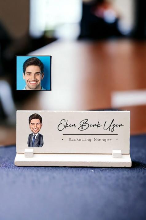 Sevgiliye Terfi Hediyesi Karikatürlü Masa İsimliği