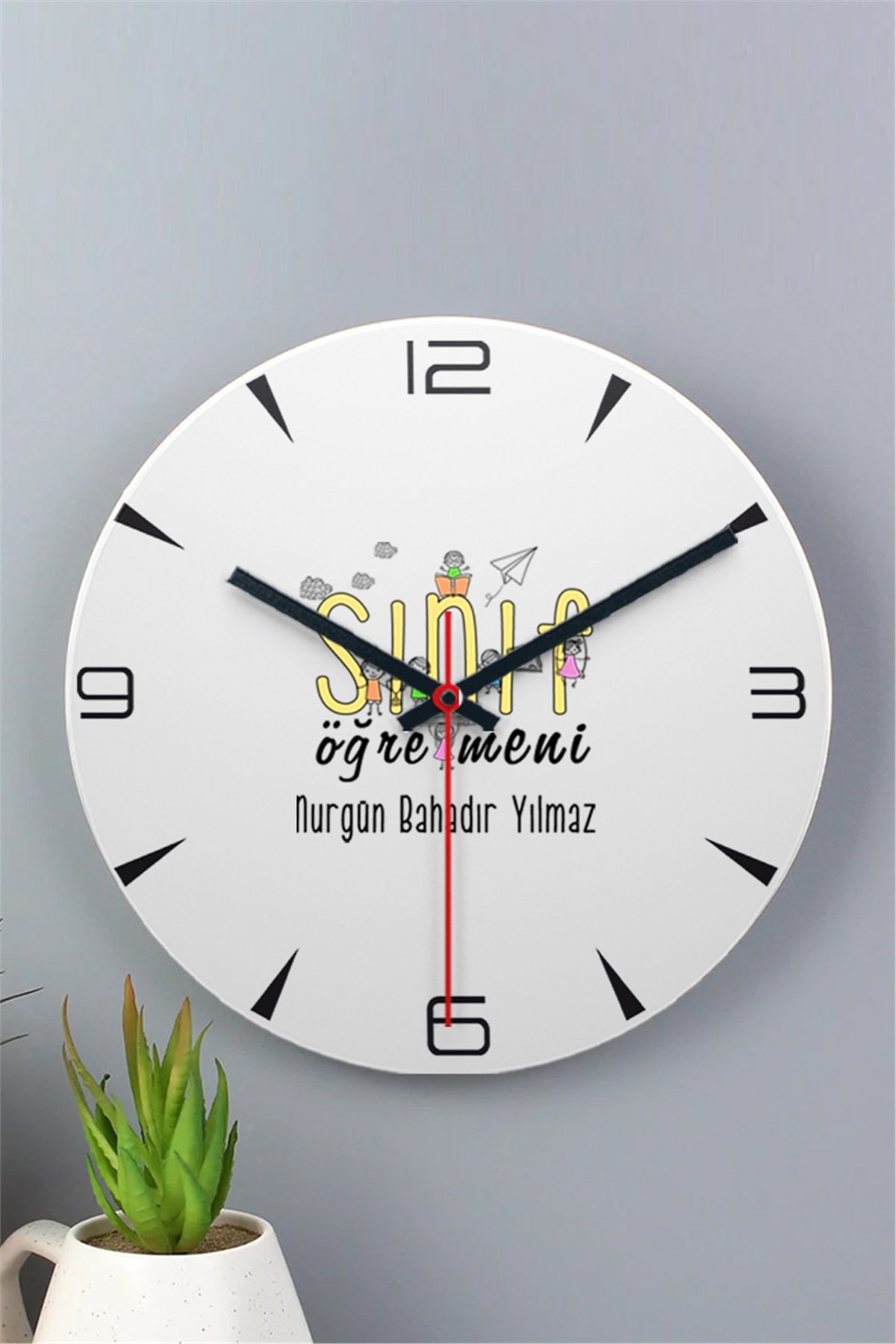 Sınıf Öğretmeni Ahşap Duvar Saati