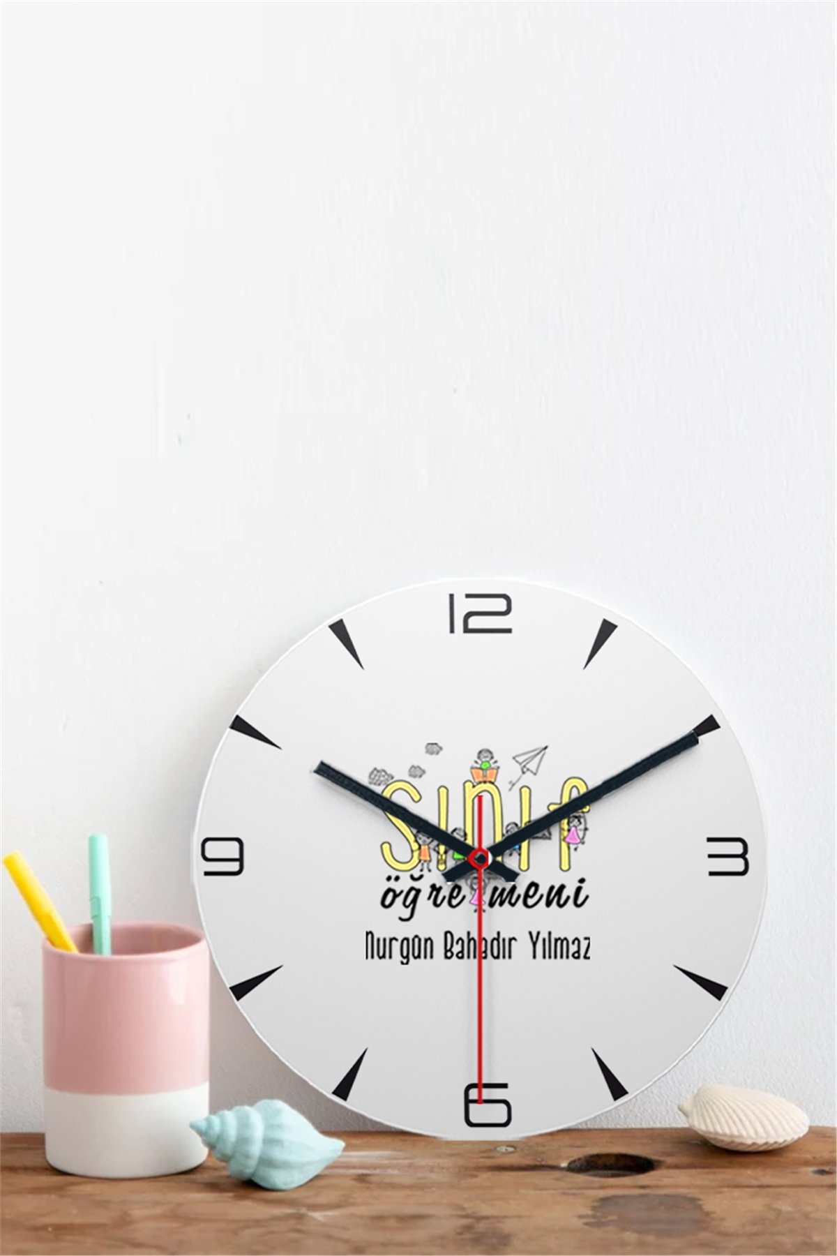 Sınıf Öğretmeni Ahşap Duvar Saati