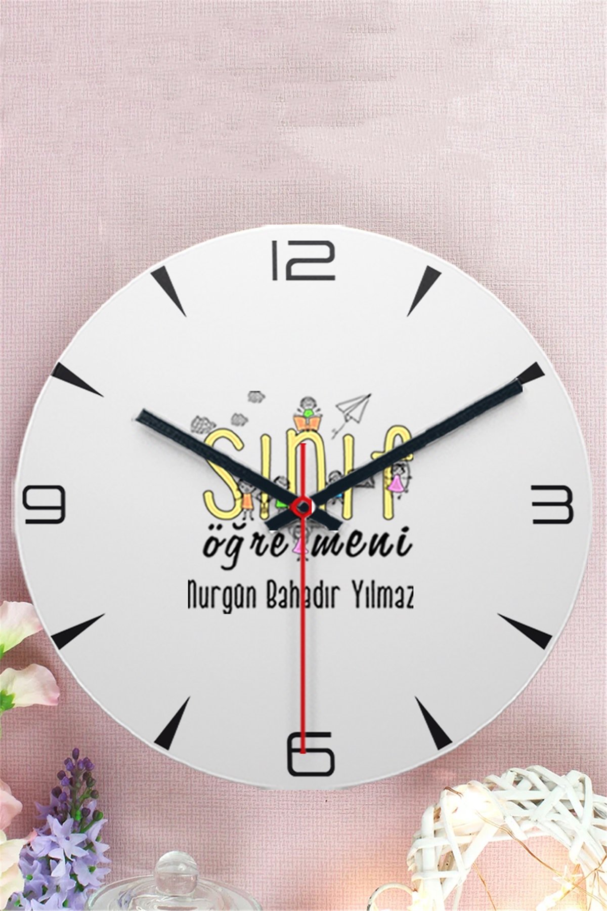 Sınıf Öğretmeni Ahşap Duvar Saati