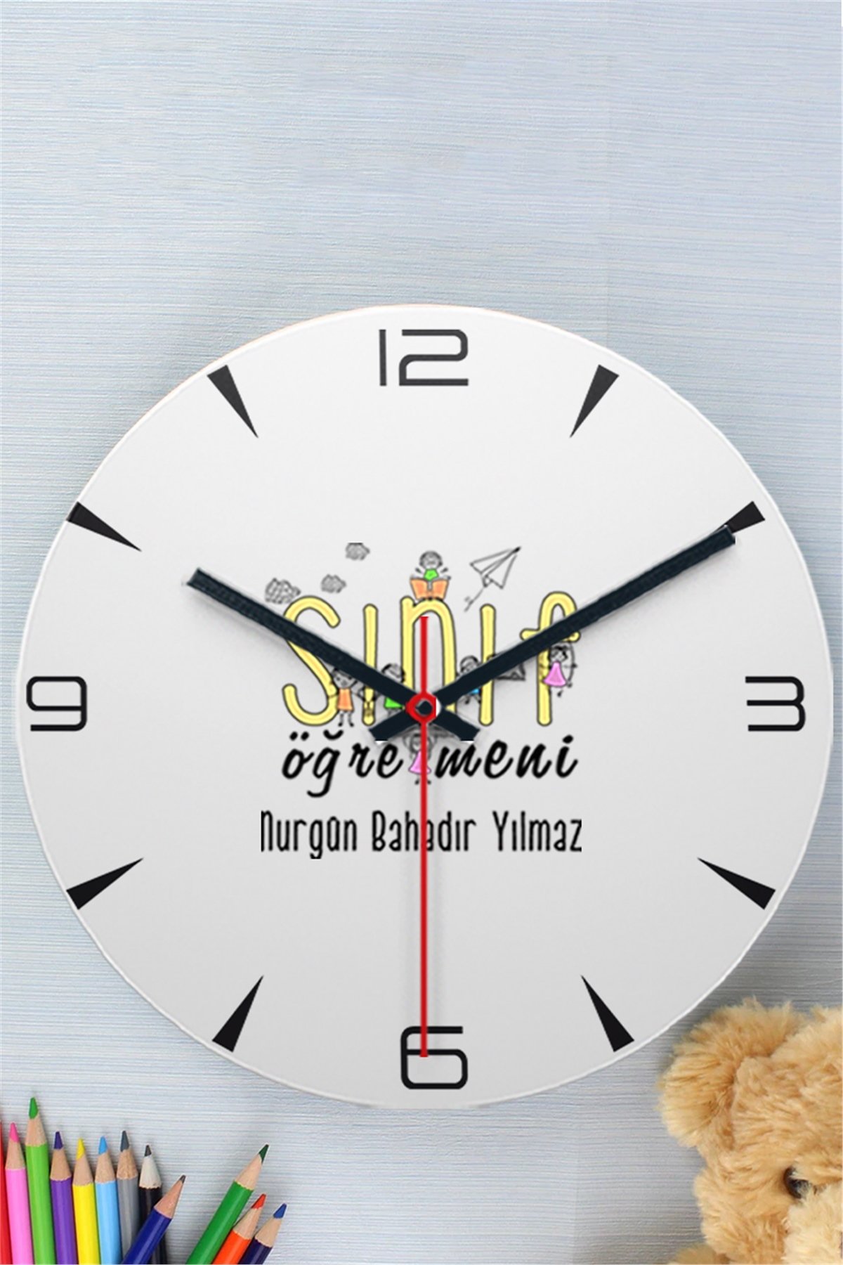 Sınıf Öğretmeni Ahşap Duvar Saati