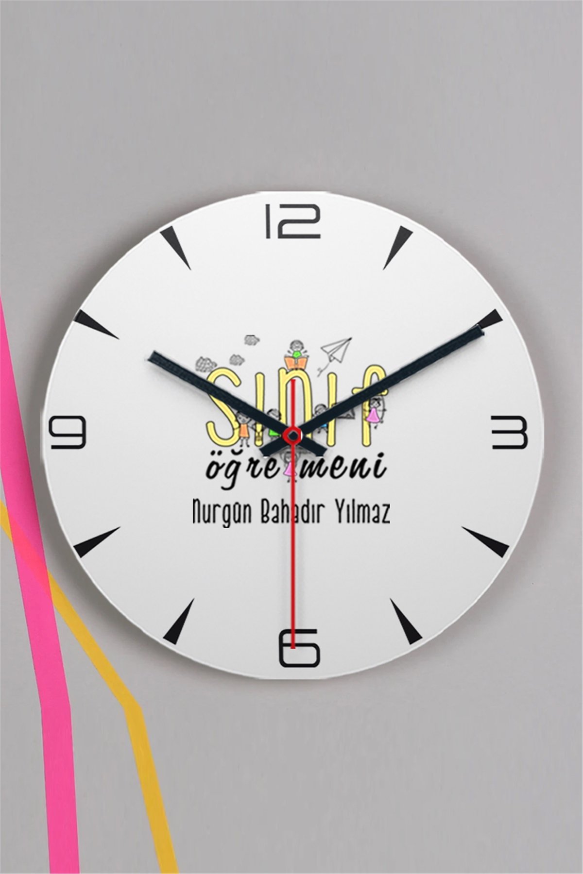 Sınıf Öğretmeni Ahşap Duvar Saati