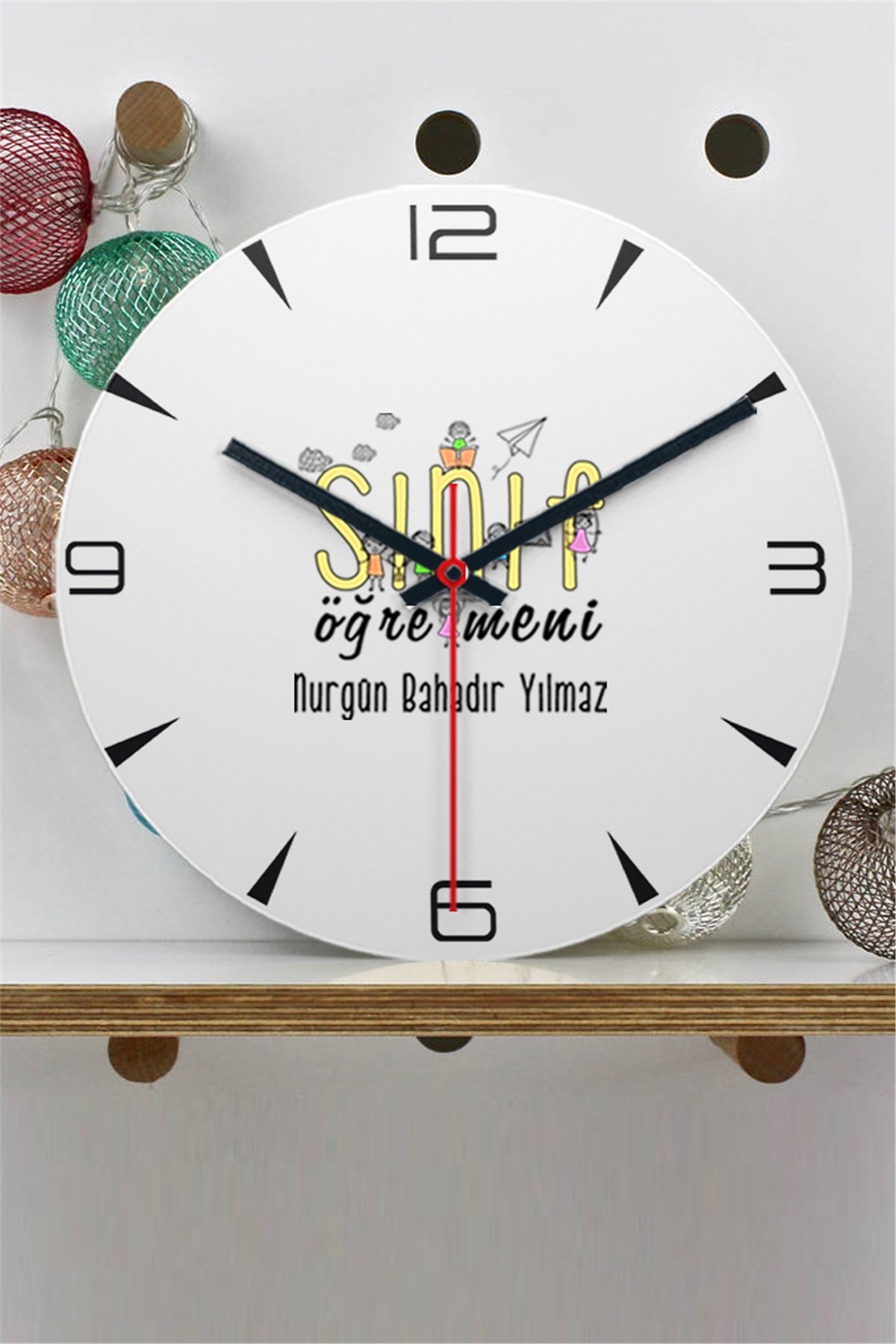 Sınıf Öğretmeni Ahşap Duvar Saati