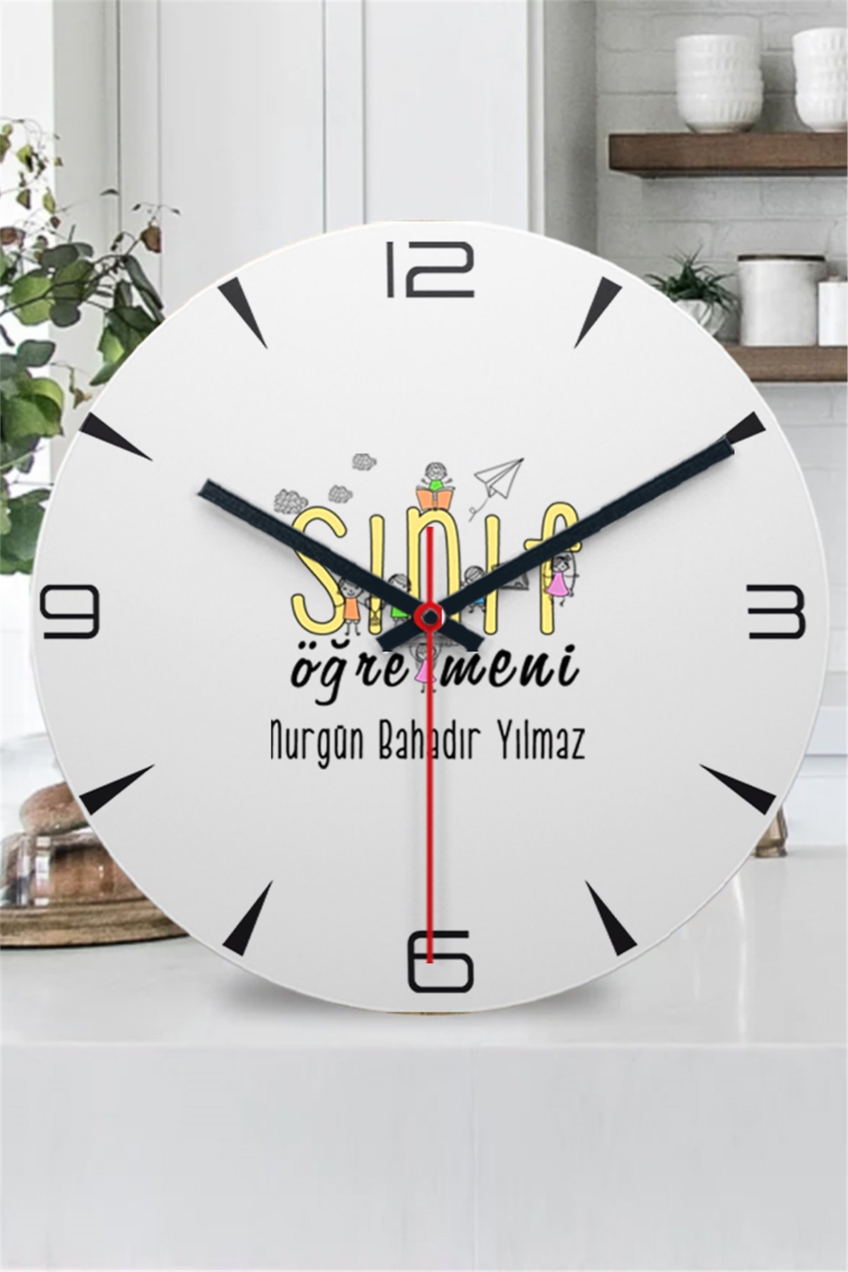 Sınıf Öğretmeni Ahşap Duvar Saati