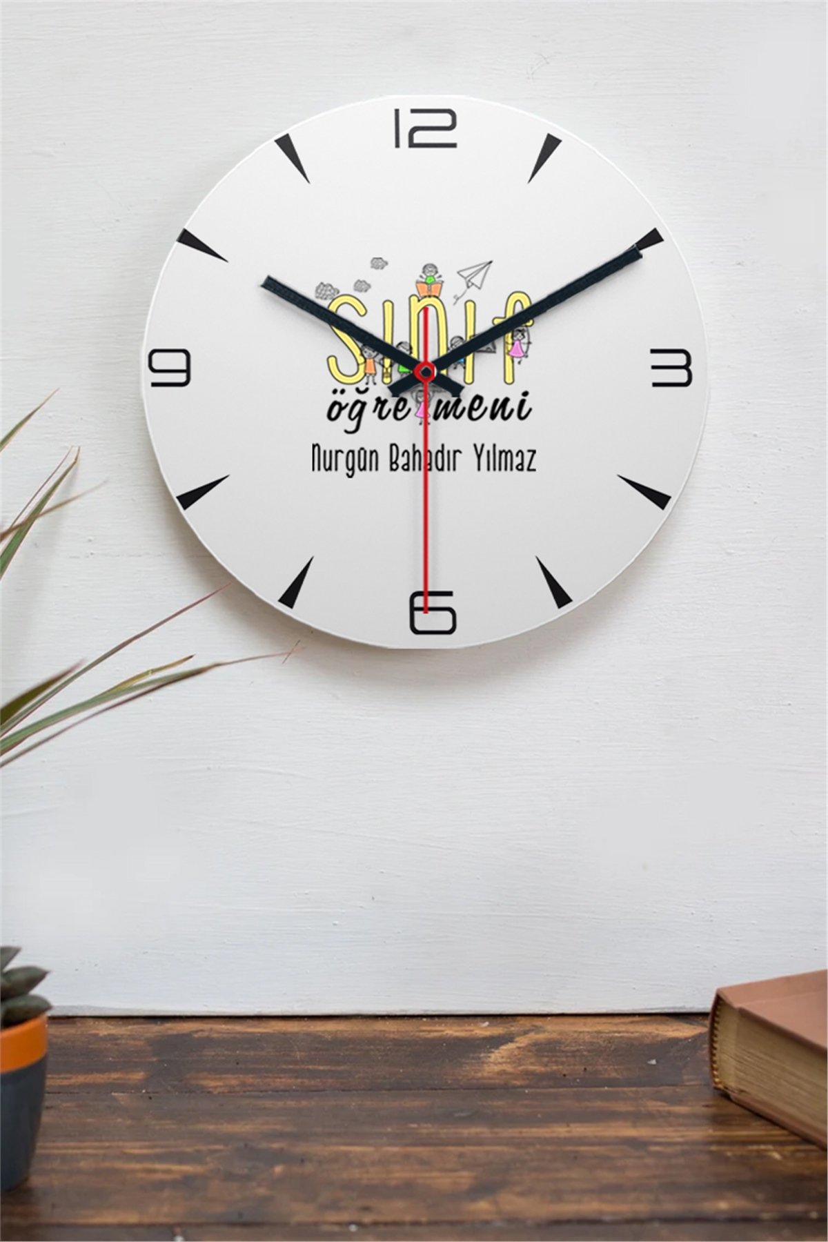 Sınıf Öğretmeni Ahşap Duvar Saati