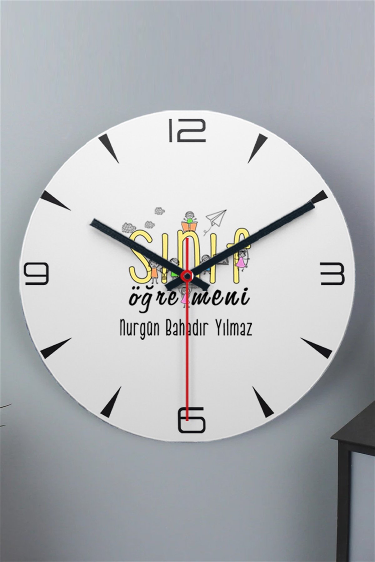 Sınıf Öğretmeni Ahşap Duvar Saati
