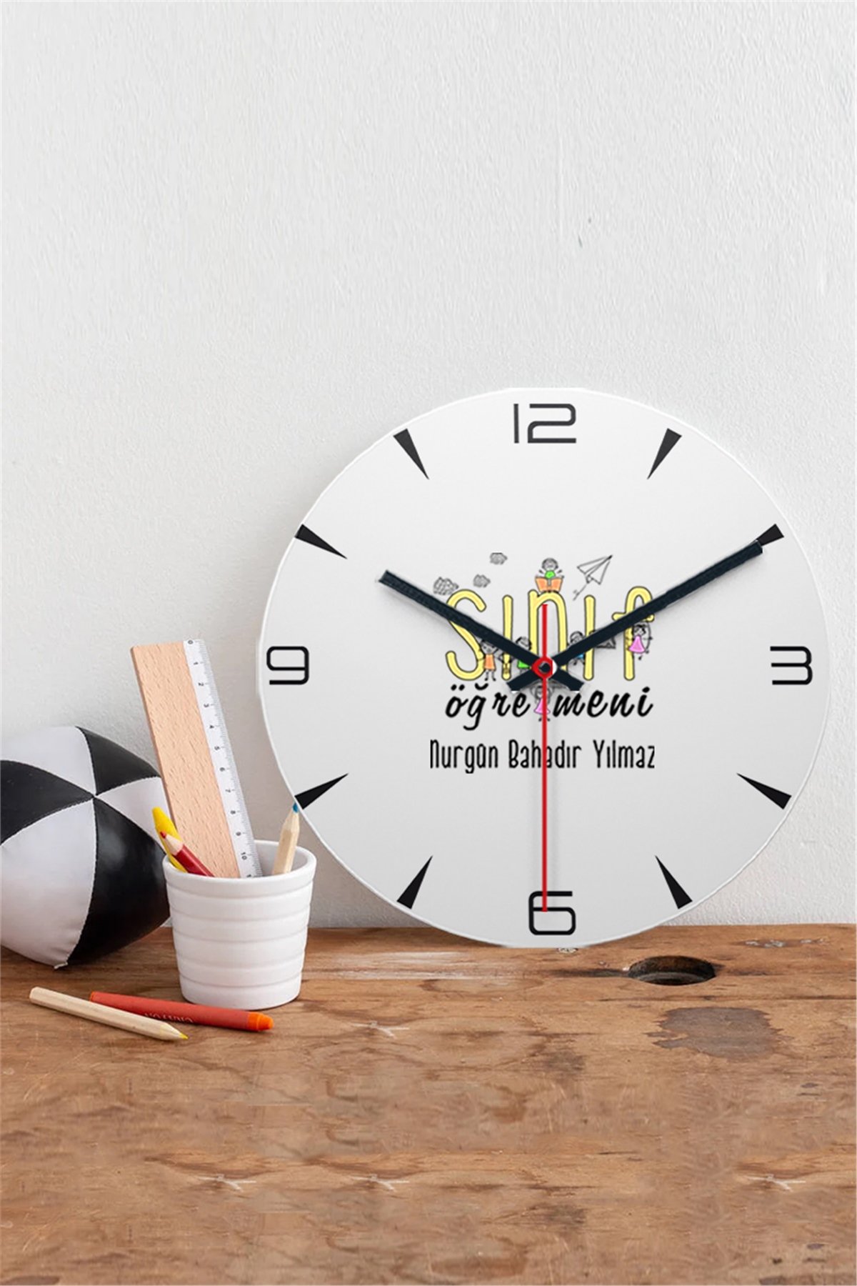 Sınıf Öğretmeni Ahşap Duvar Saati