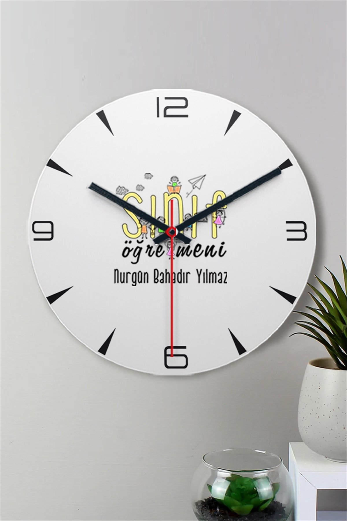 Sınıf Öğretmeni Ahşap Duvar Saati