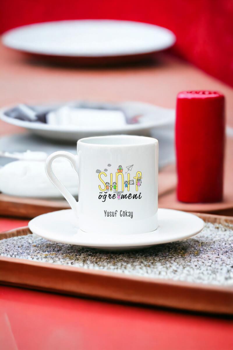 Sınıf Öğretmeni Beyaz Türk Kahvesi Fincanı