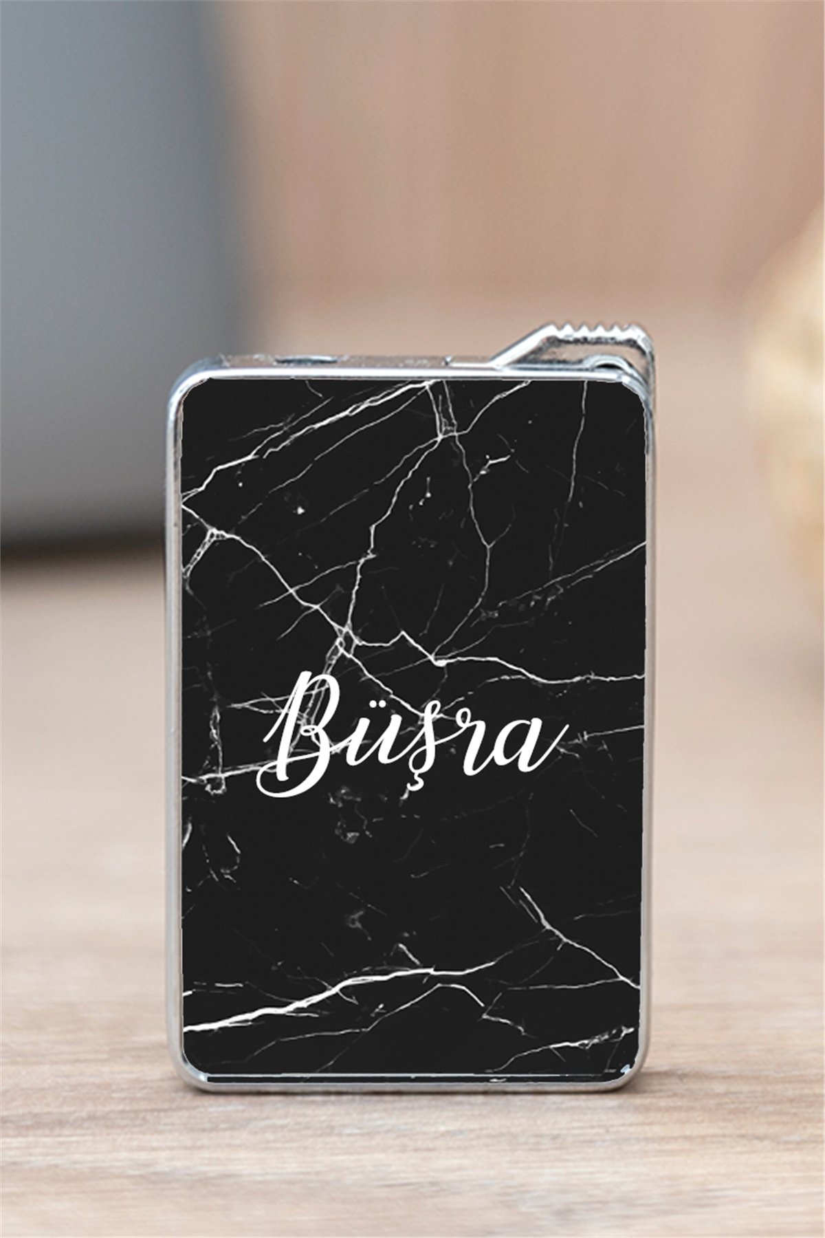 Siyah Mermer Desenli İsimli Çakmak