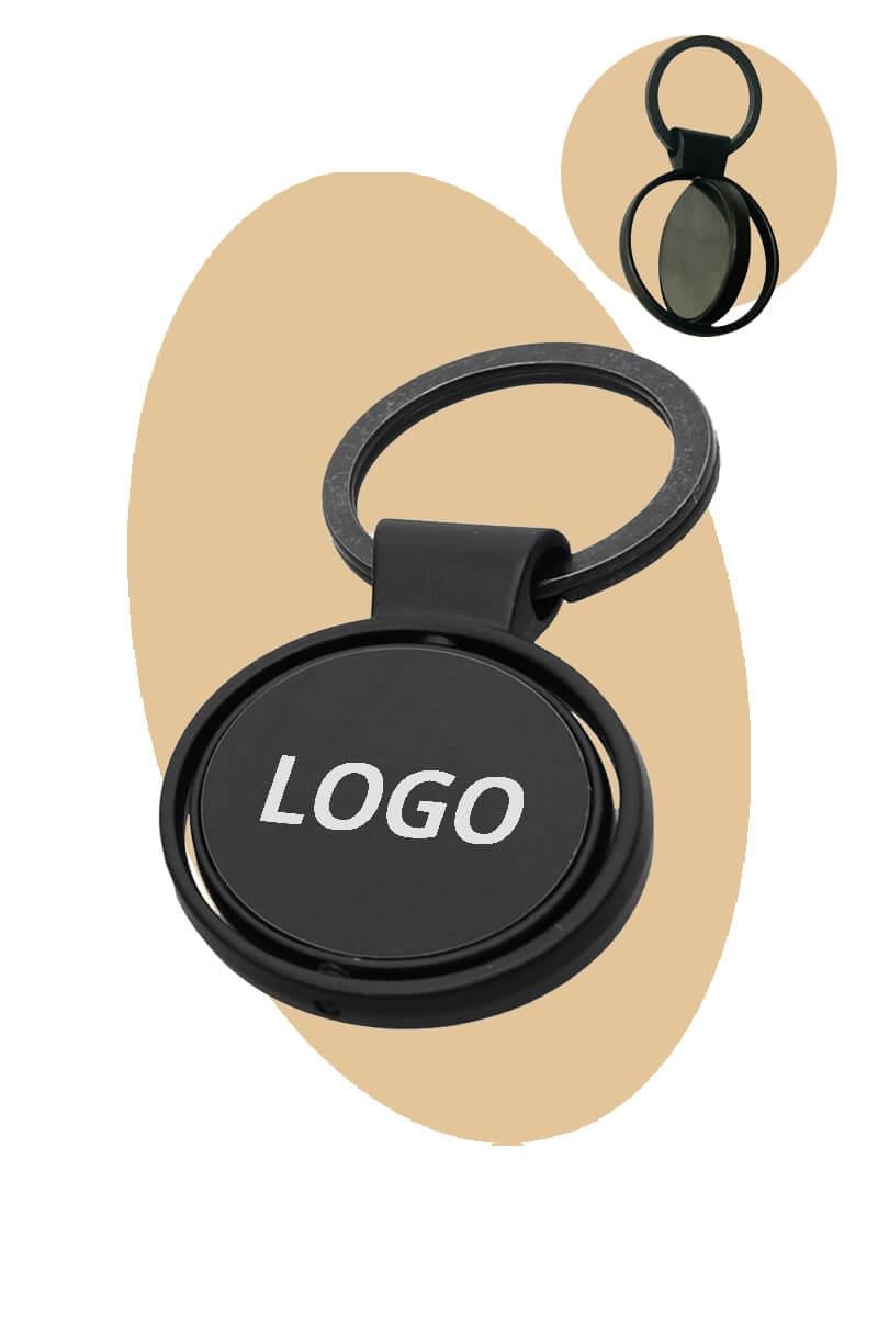 Siyah Yuvarlak Dönen Metal Anahtarlık 5715-PETK