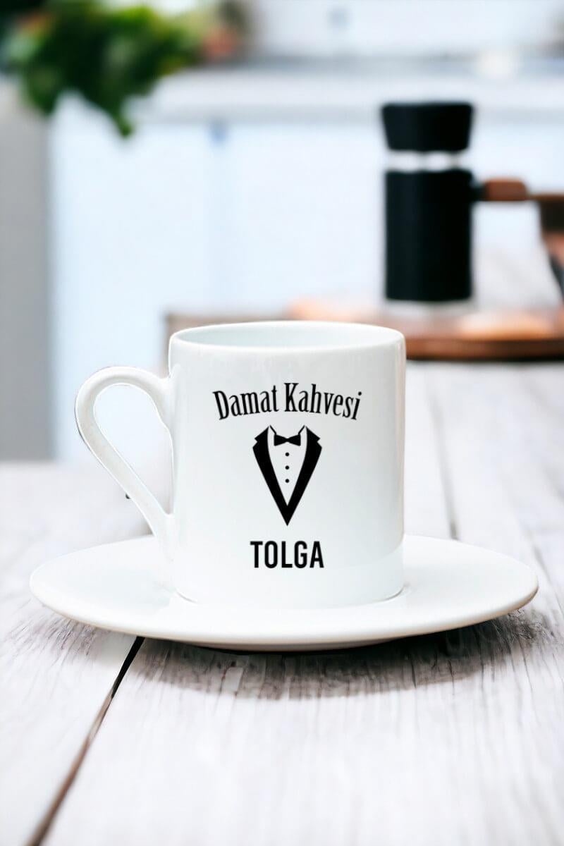 Smokin Tasarım Damat Beyaz Türk Kahvesi Fincanı