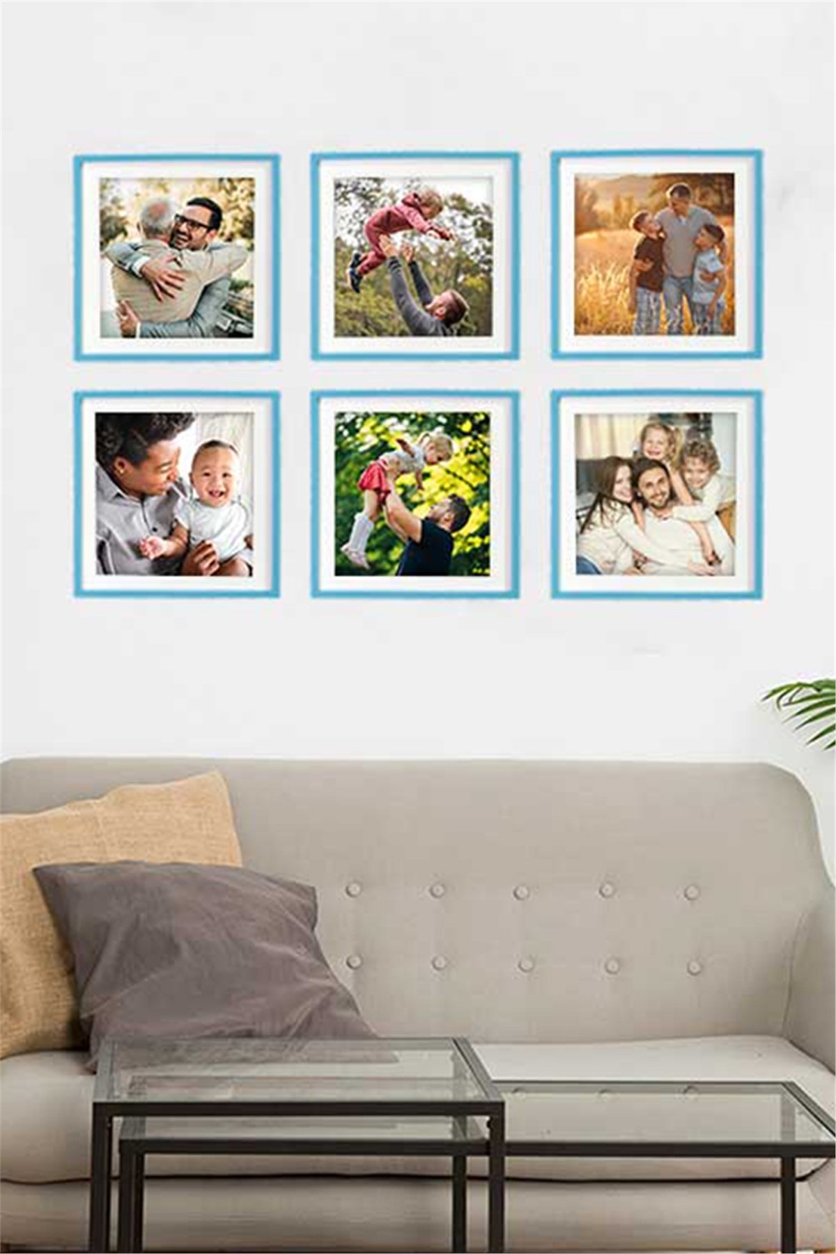 Sök Tak 3'lü Mavi Kare Çerçeve