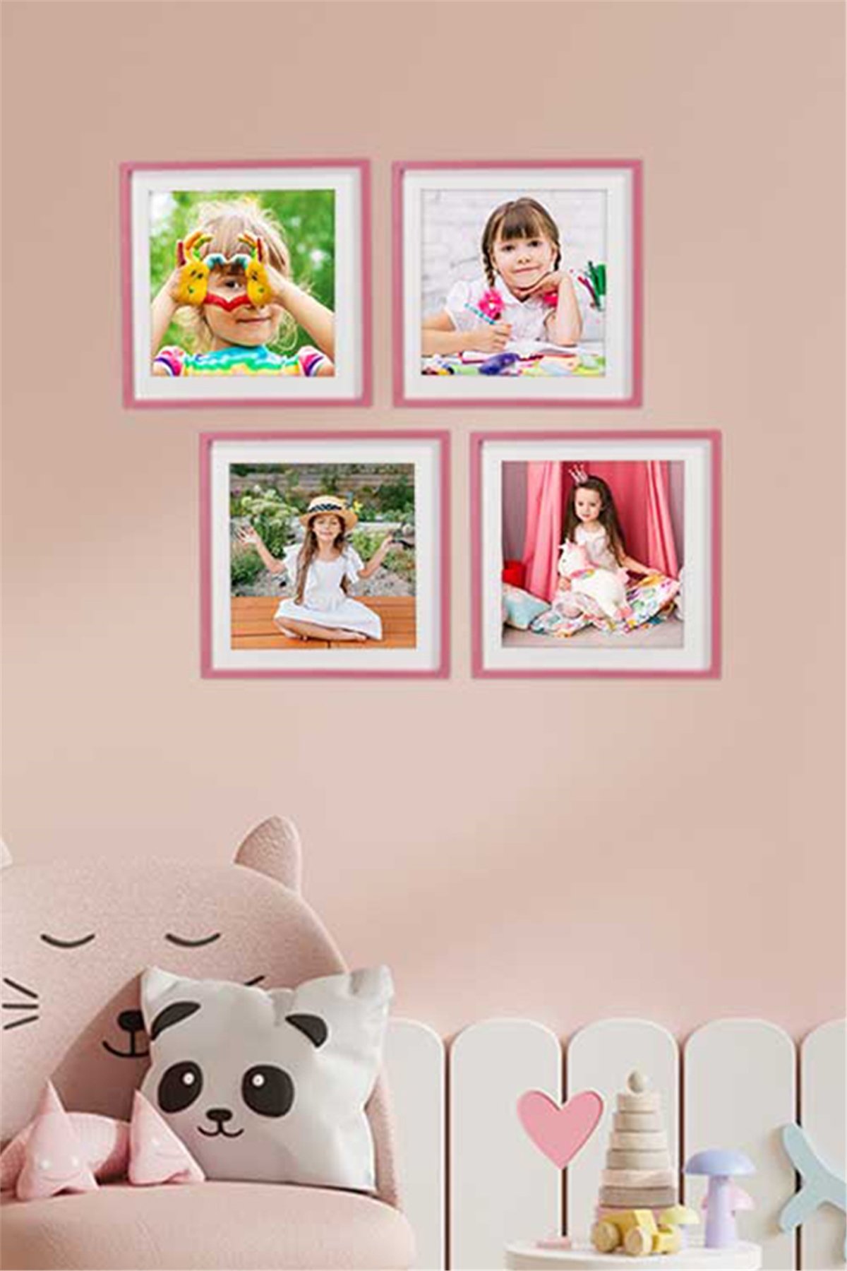 Sök Tak 3'lü Pembe Kare Çerçeve