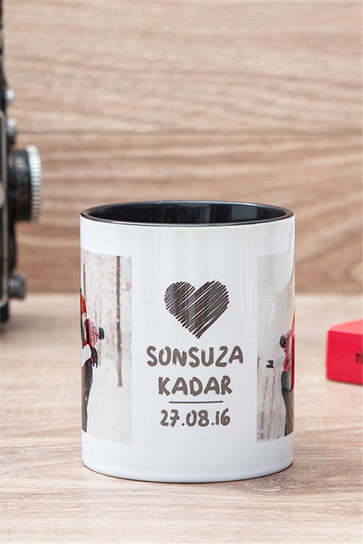 Sonsuza Kadar Tasarımlı 2 Fotoğraflı İçi Renkli Kupa Bardak