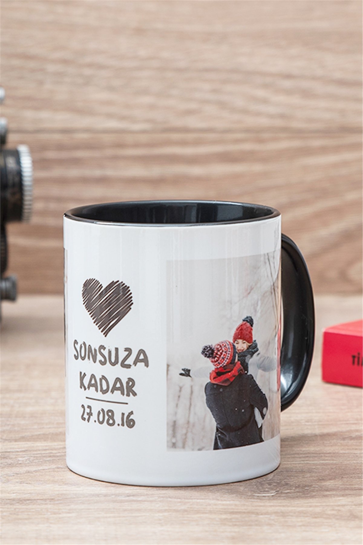 Sonsuza Kadar Tasarımlı 2 Fotoğraflı İçi Renkli Kupa Bardak