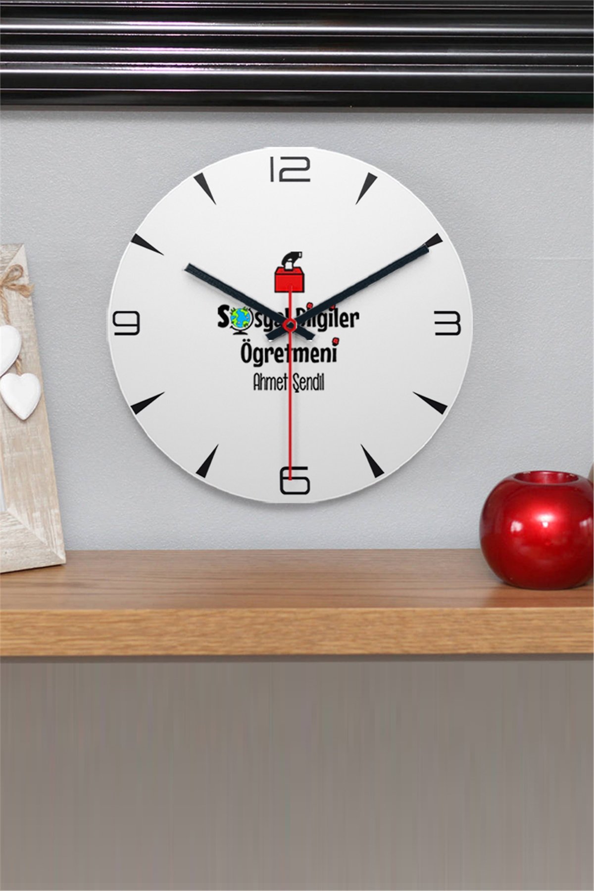 Sosyal Bilgiler Öğretmeni Ahşap Duvar Saati