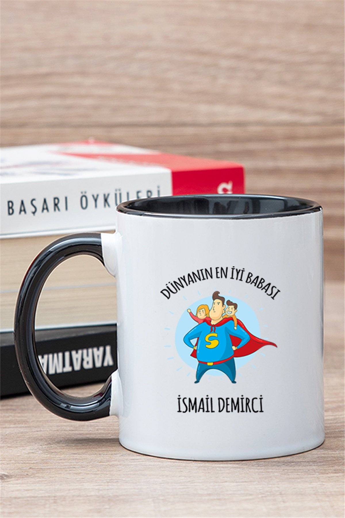 Süper Baba Tasarım İçi Renkli Kupa Bardak