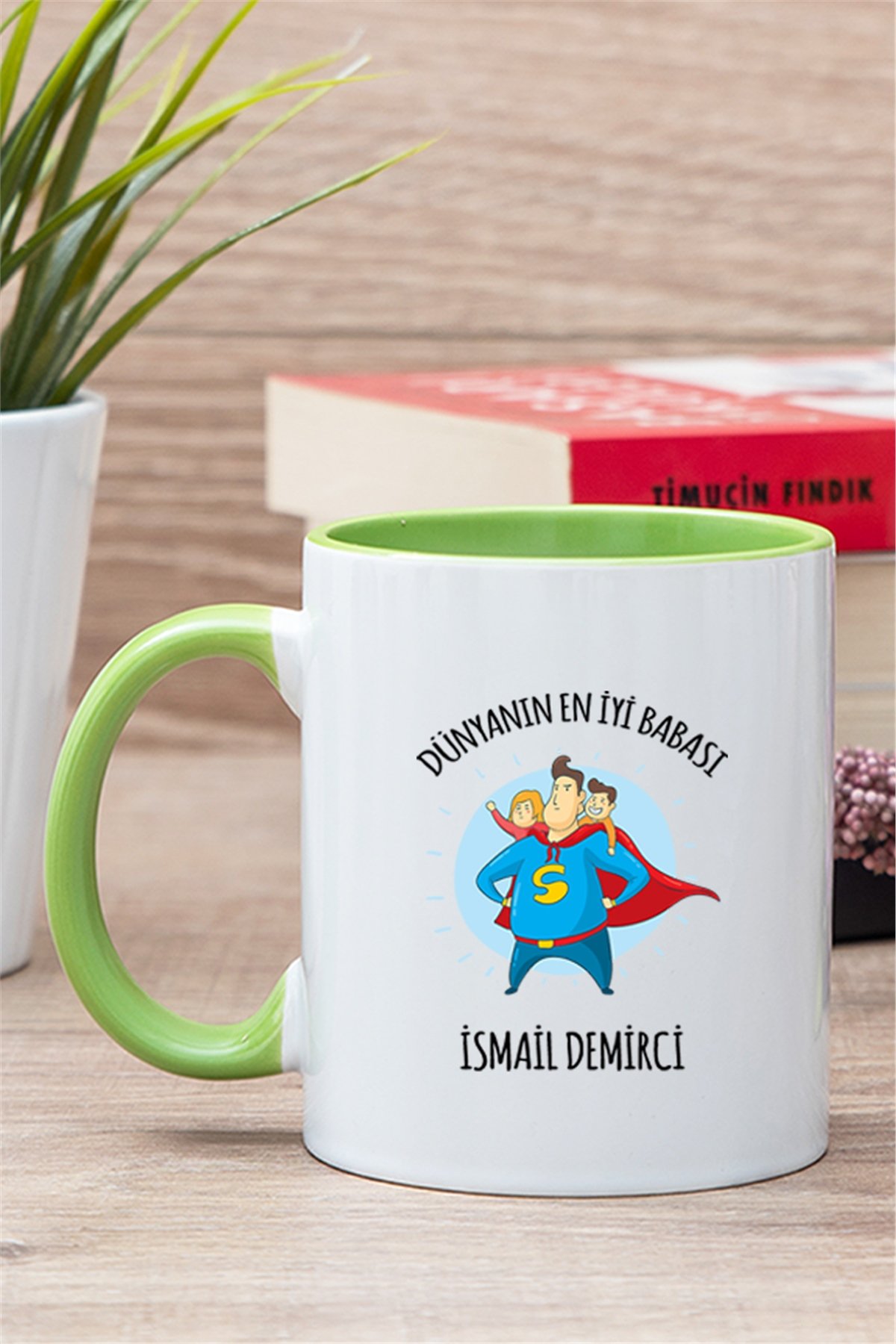 Süper Baba Tasarım İçi Renkli Kupa Bardak