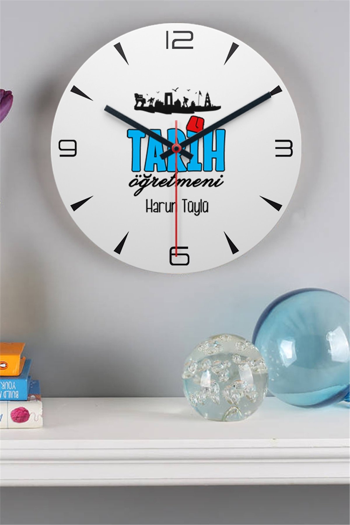 Tarih Öğretmeni Ahşap Duvar Saati