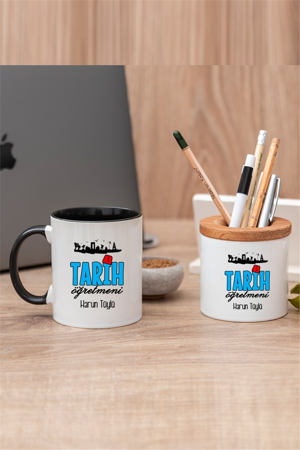 Tarih Öğretmeni Renkli Kupa Bardak ve Kalemlik