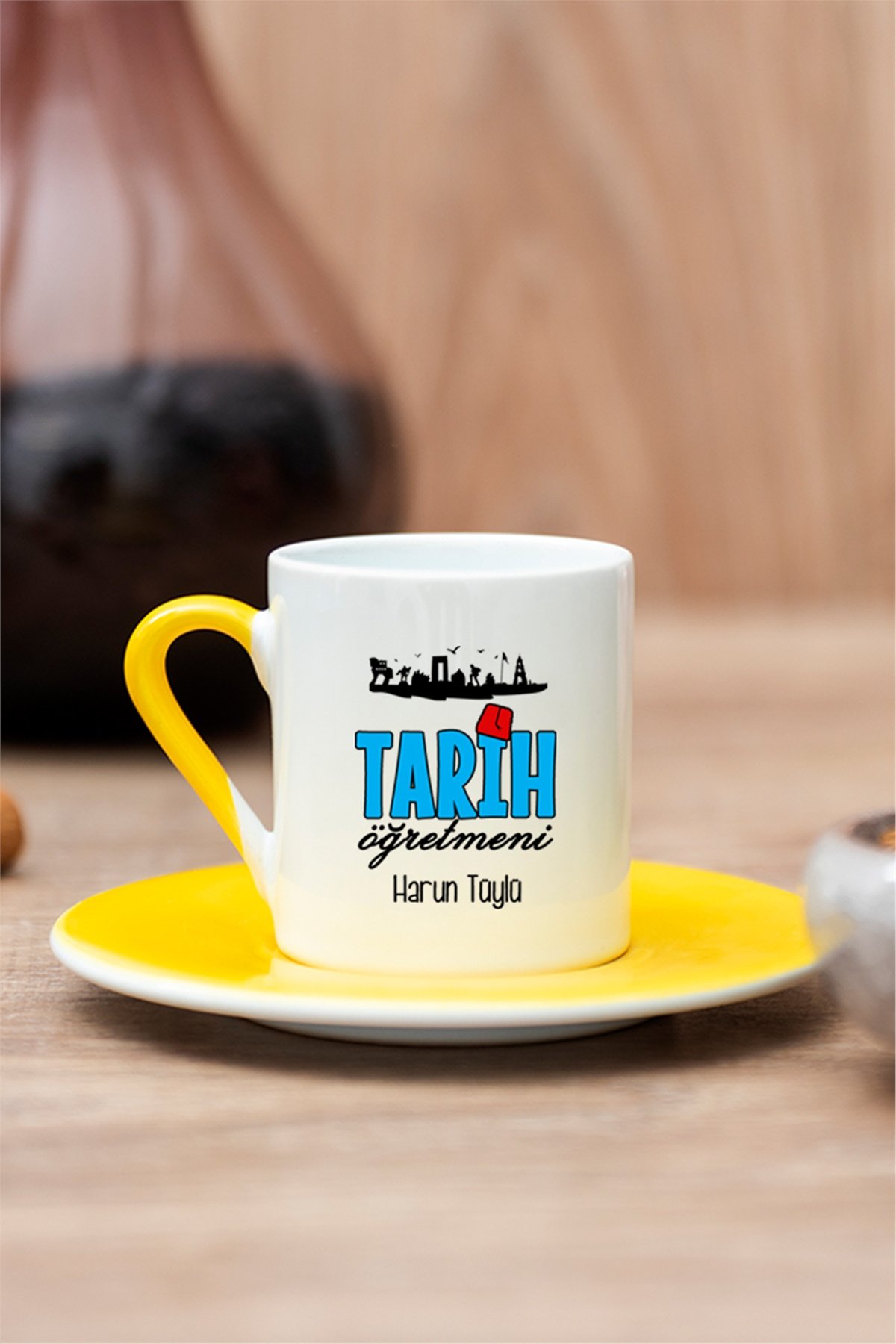 Tarih Öğretmeni Renkli Türk Kahvesi Fincanı