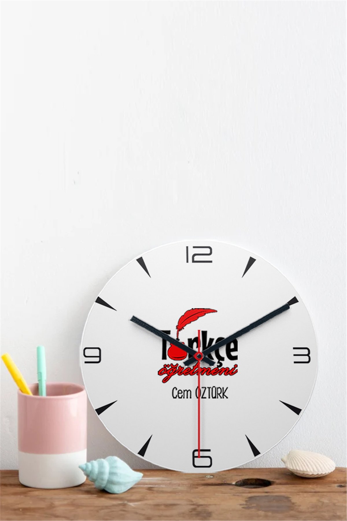 Türkçe Öğretmeni Ahşap Duvar Saati