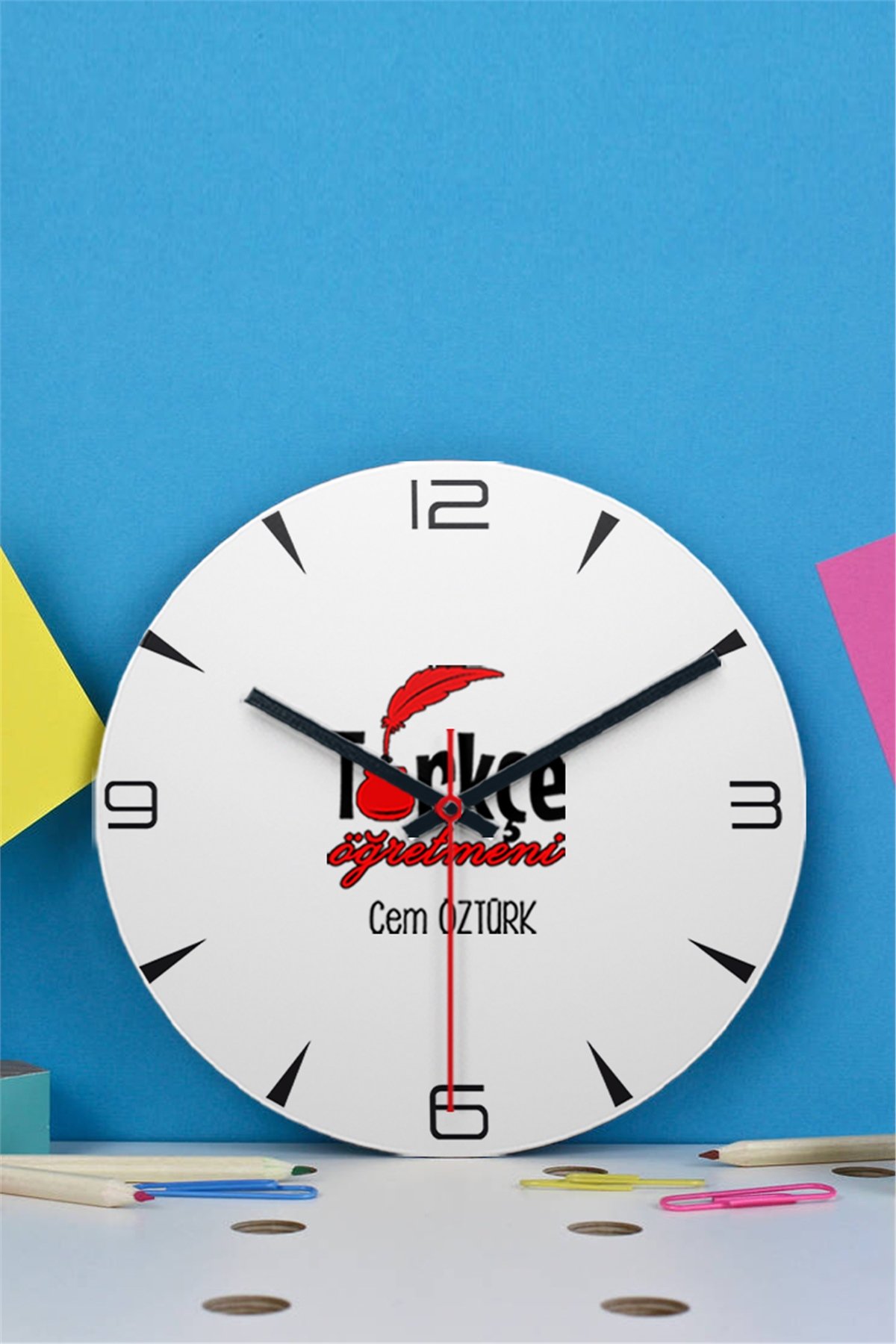 Türkçe Öğretmeni Ahşap Duvar Saati