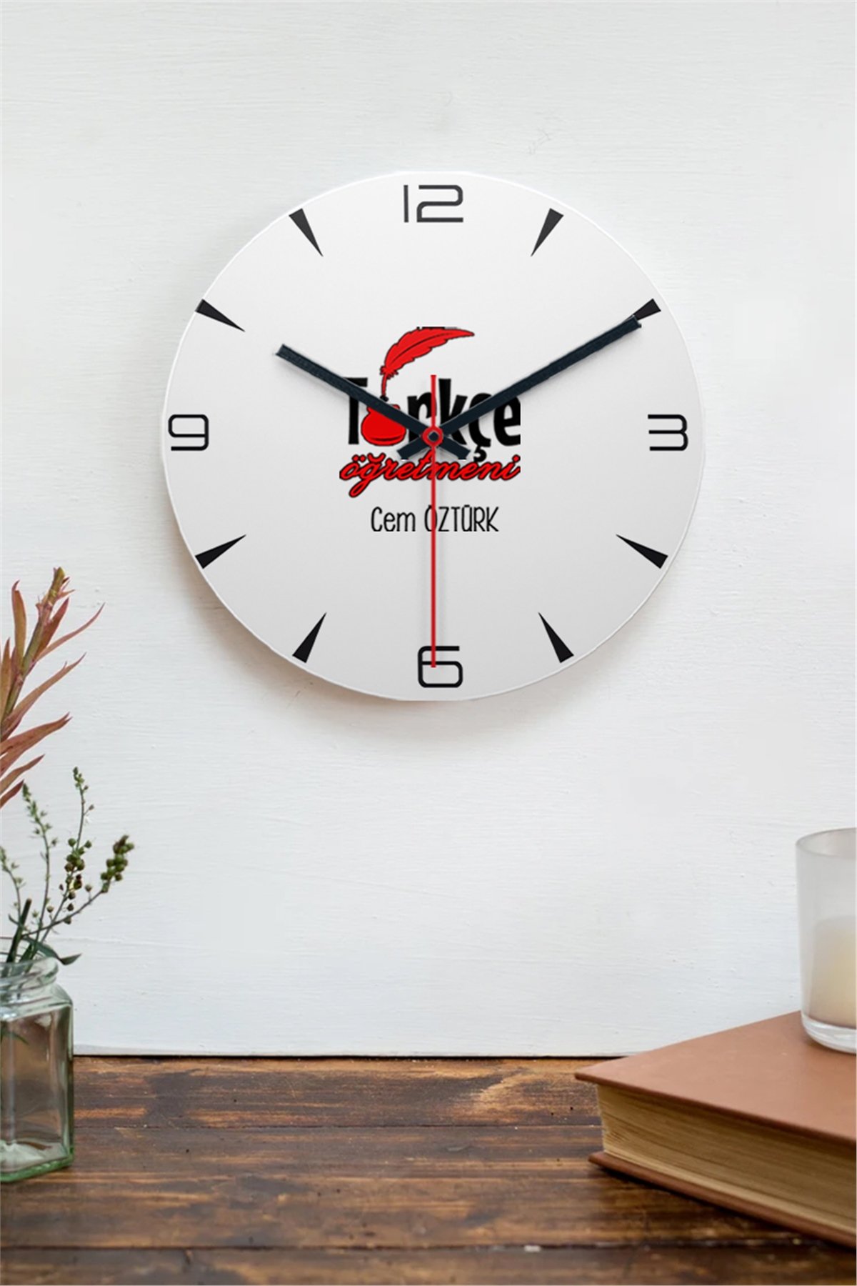 Türkçe Öğretmeni Ahşap Duvar Saati