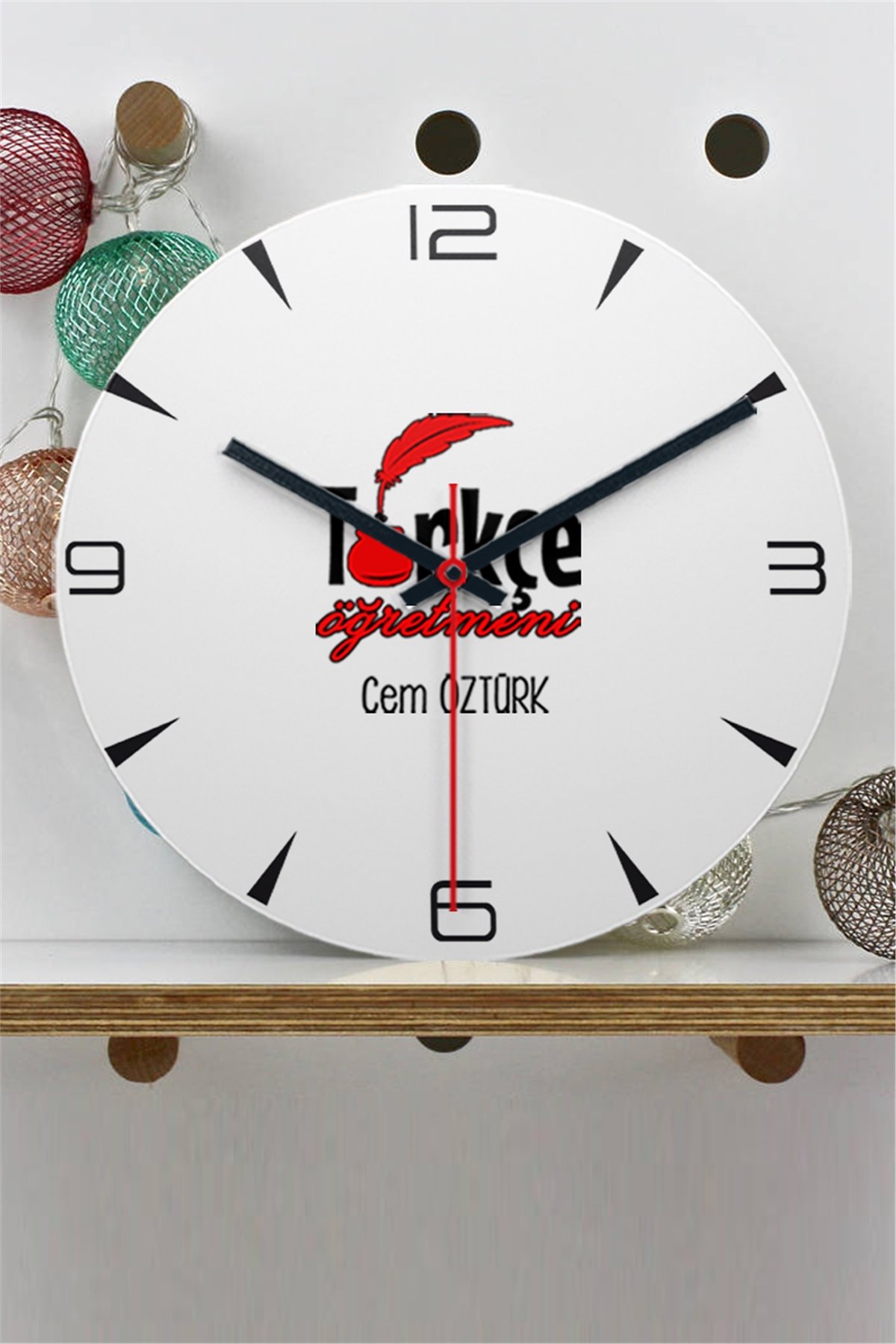 Türkçe Öğretmeni Ahşap Duvar Saati